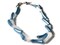 19 1/2 Inch Vintage Twisted Two Strand Blue and White Beaded Necklace - Plastic Tube Beads